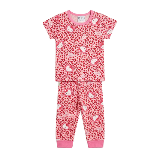 Girls Hello Kitty Half Sleeves Pyjama Set