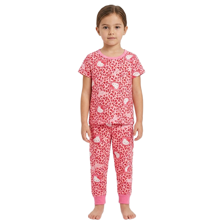 Girls Hello Kitty Half Sleeves Pyjama Set