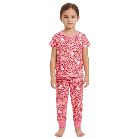 Girls Hello Kitty Half Sleeves Pyjama Set