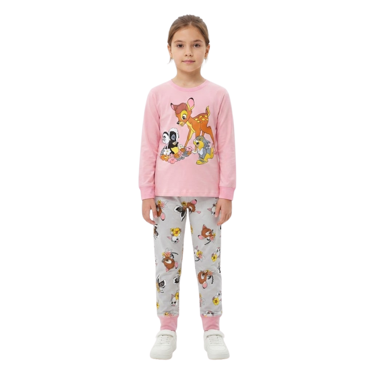 Girls Bambi & Friends Pajama Set | Pink & Grey Sleepwear