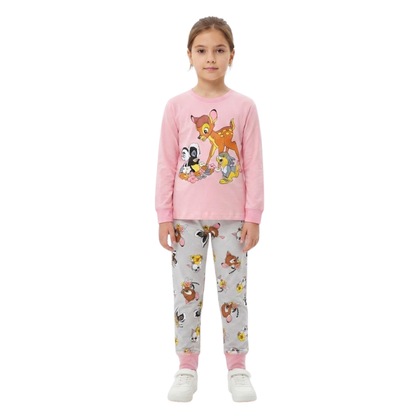 Girls Bambi & Friends Pajama Set | Pink & Grey Sleepwear