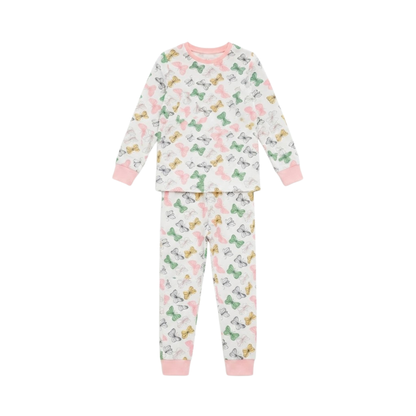 Girls Butterfly Pajama Set | White & Multi Sleepwear