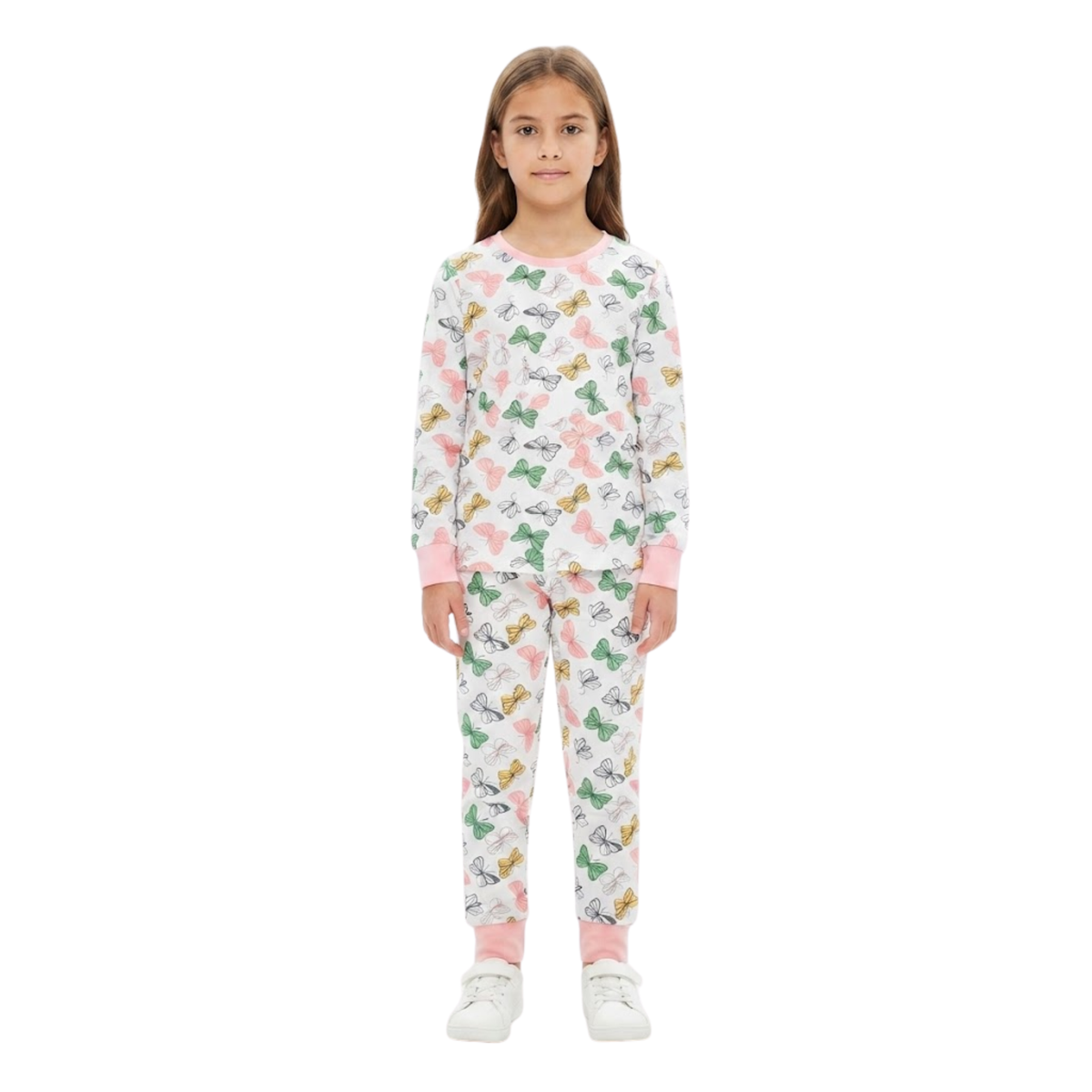 Girls Butterfly Pajama Set | White & Multi Sleepwear