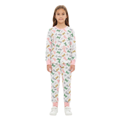 Girls Butterfly Pajama Set | White & Multi Sleepwear