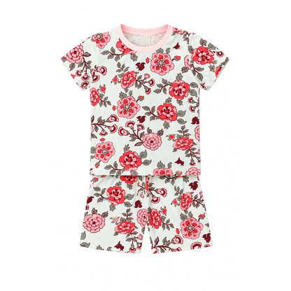 Girls Floral Cotton T-Shirt & Shorts Set | Kids Summer Wear