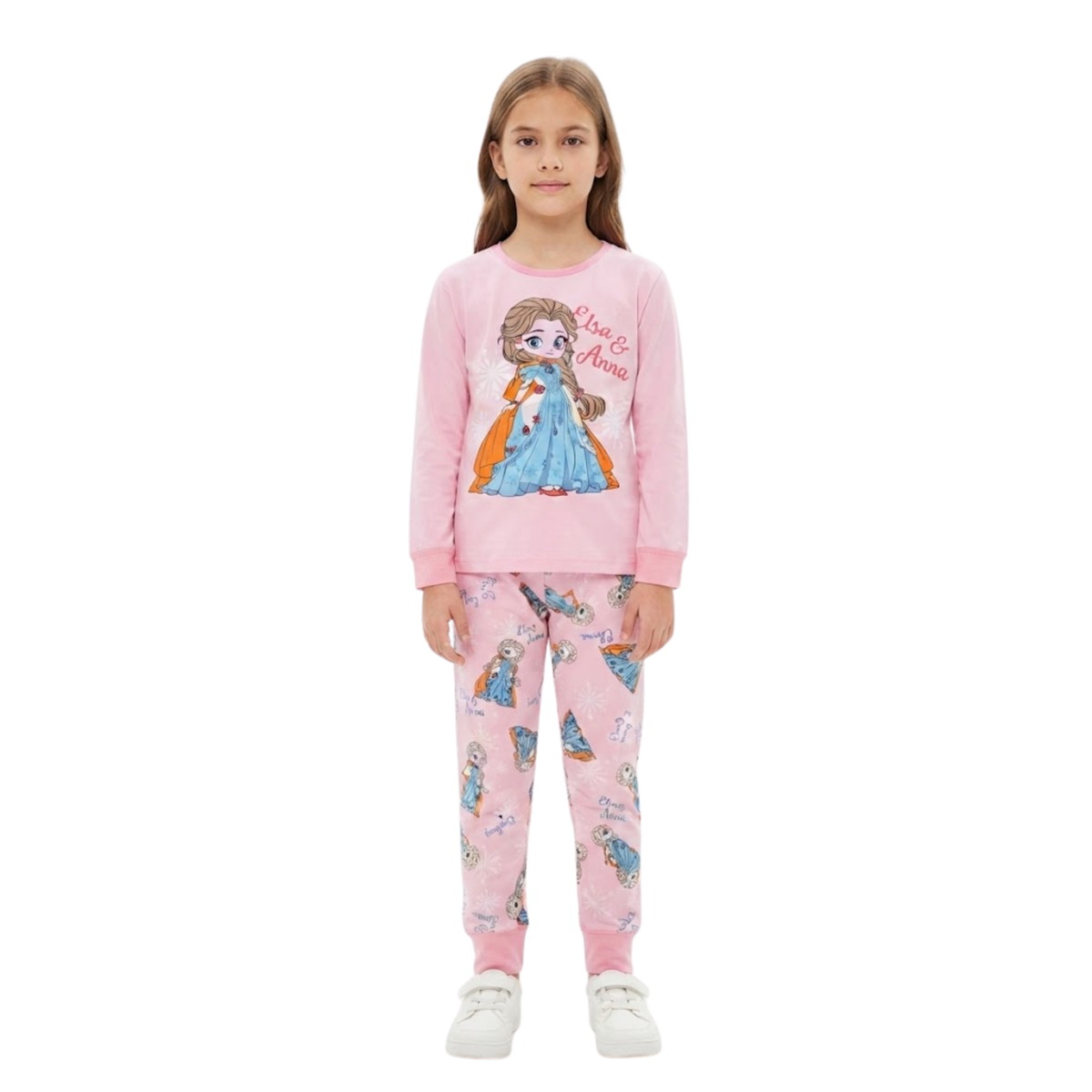 Girls Frozen Elsa & Anna Pajama Set | Pink Sleepwear
