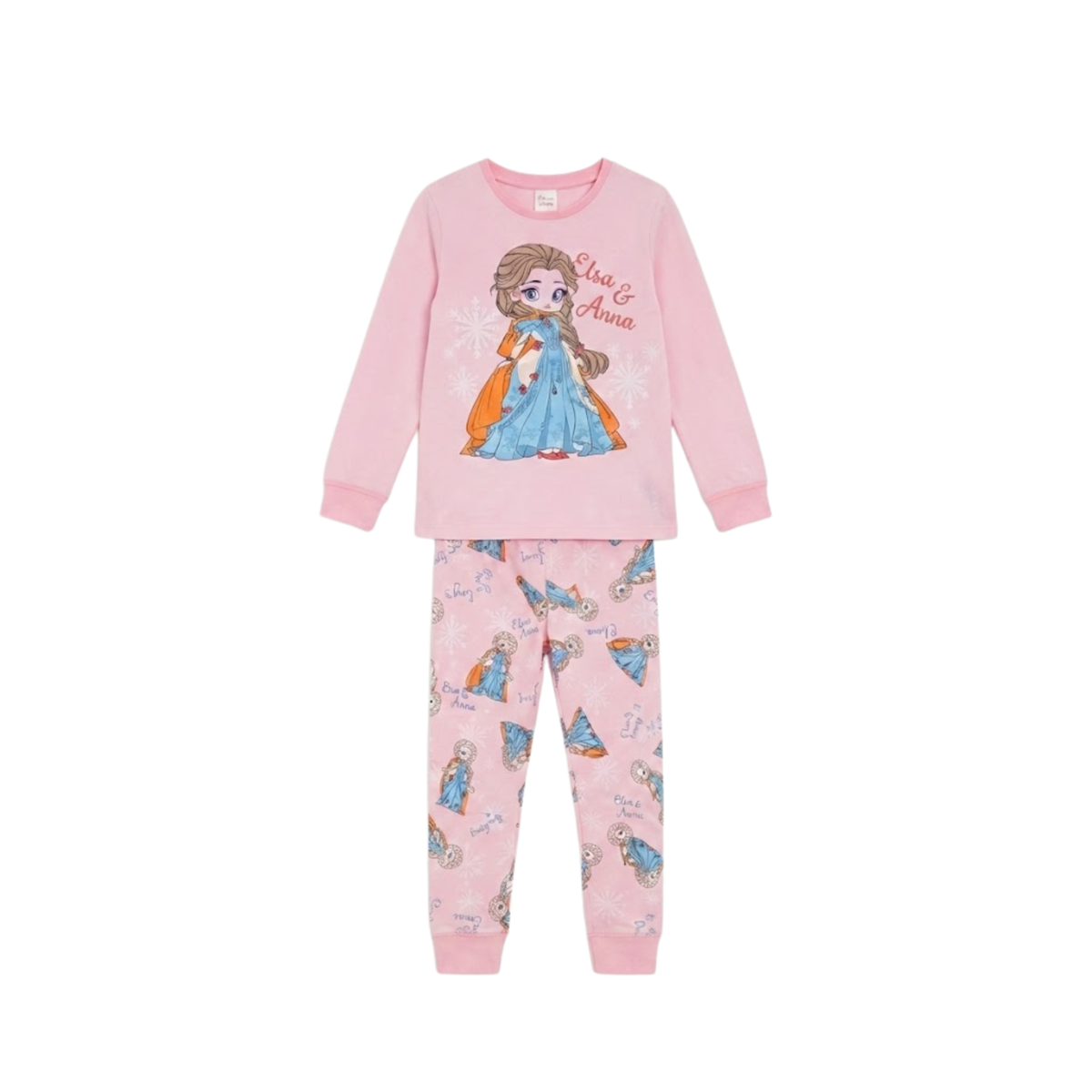 Girls Frozen Elsa & Anna Pajama Set | Pink Sleepwear