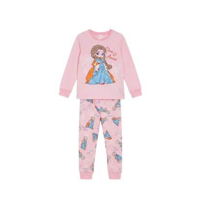 Girls Frozen Elsa & Anna Pajama Set | Pink Sleepwear