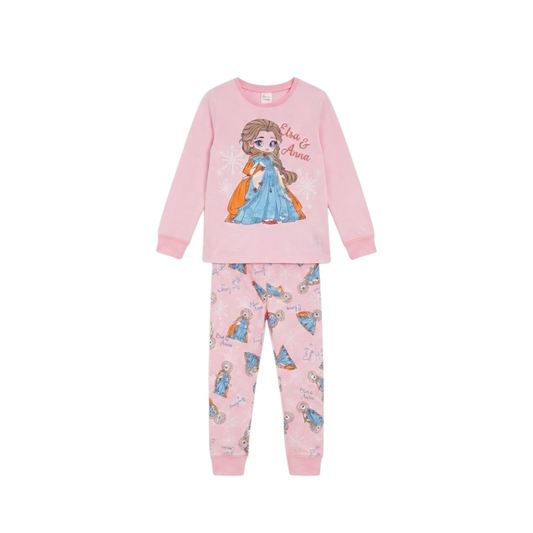 Girls Frozen Elsa & Anna Pajama Set | Pink Sleepwear