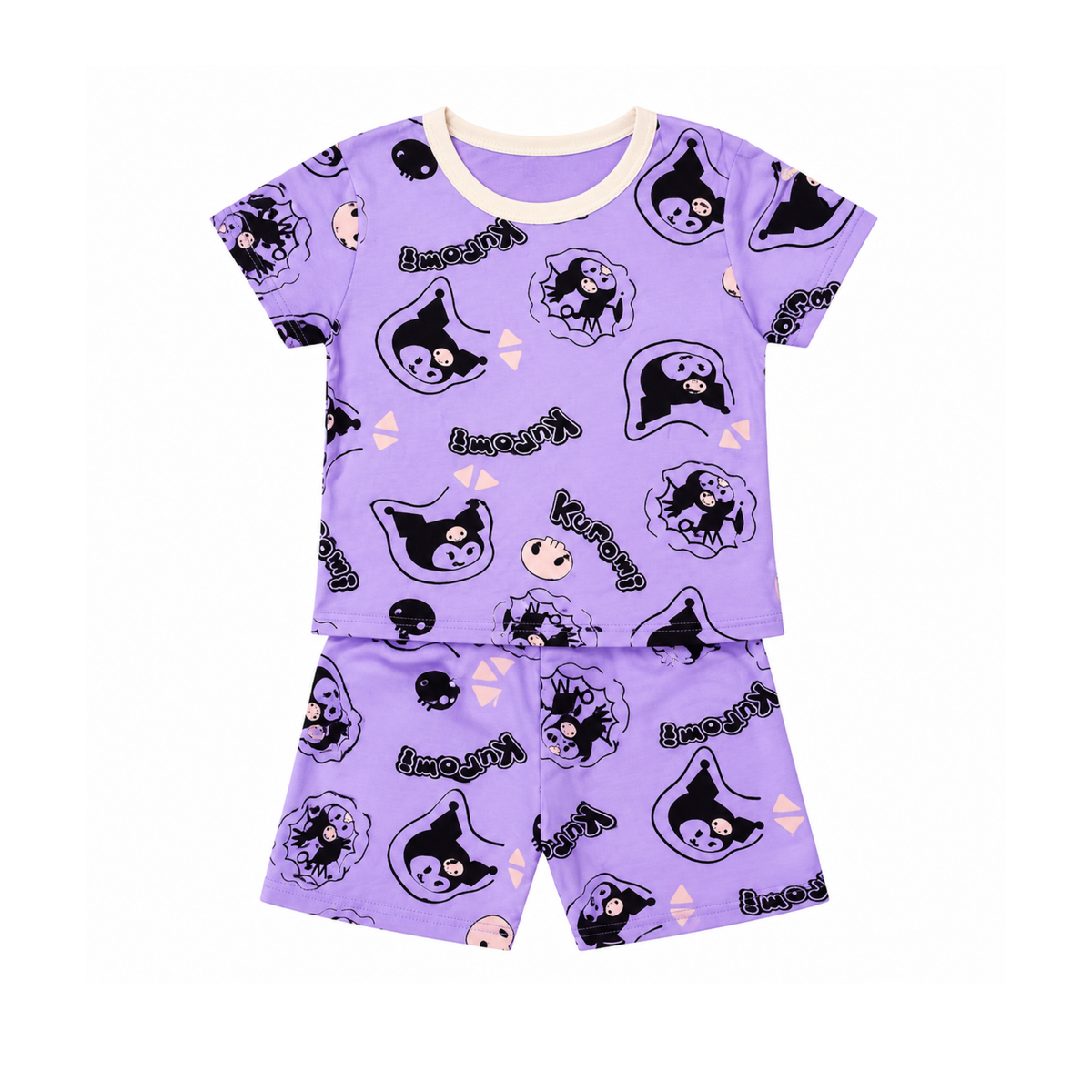 Girls Lavender Kuromi T-Shirt & Shorts Set | Kids Nightwear