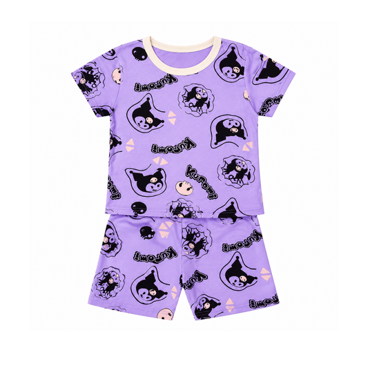 Girls Lavender Kuromi T-Shirt & Shorts Set | Kids Nightwear
