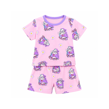 Girls Pink Kuromi Printed T-Shirt & Shorts Set