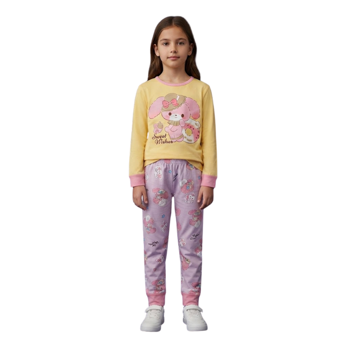 Girls Sweet Wishes Pajama Set | Yellow & Lilac Sleepwear