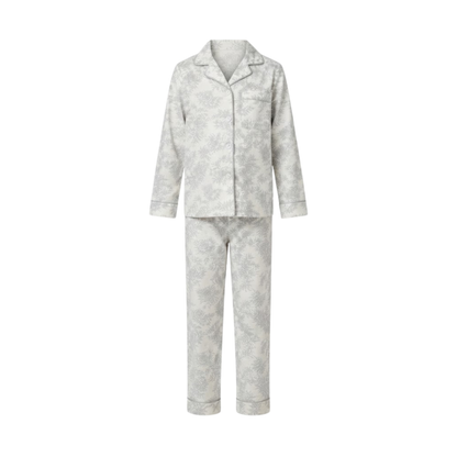 Women's Grey Floral Pajama Set | Long-Sleeve Sleepwear