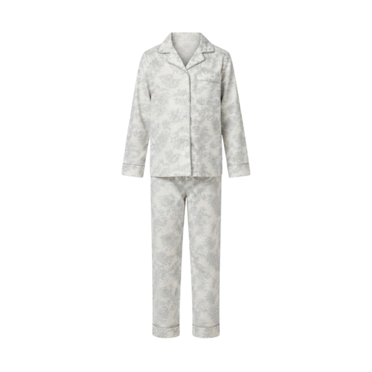Women's Grey Floral Pajama Set | Long-Sleeve Sleepwear