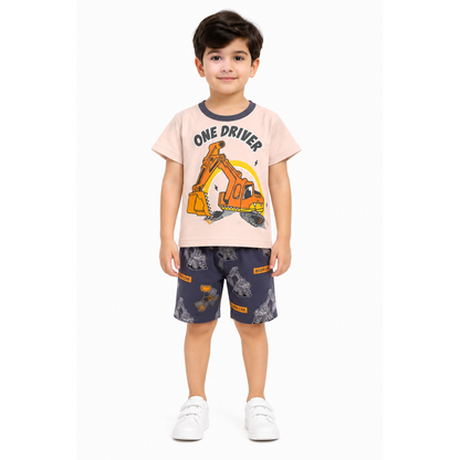 Boys' Excavator Print T-Shirt & Shorts Set
