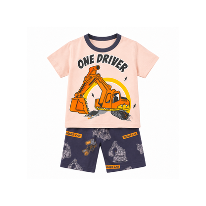 Boys' Excavator Print T-Shirt & Shorts Set