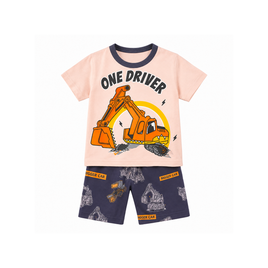 Boys' Excavator Print T-Shirt & Shorts Set