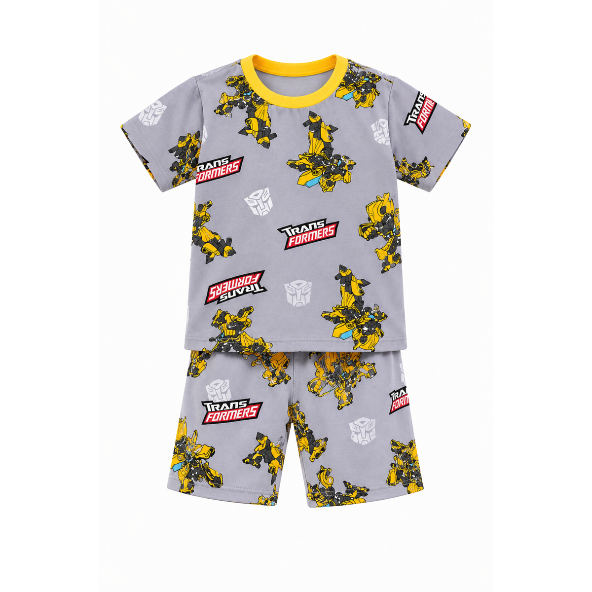 Kids Transformers T-Shirt & Shorts Set | Grey Printed Outfit