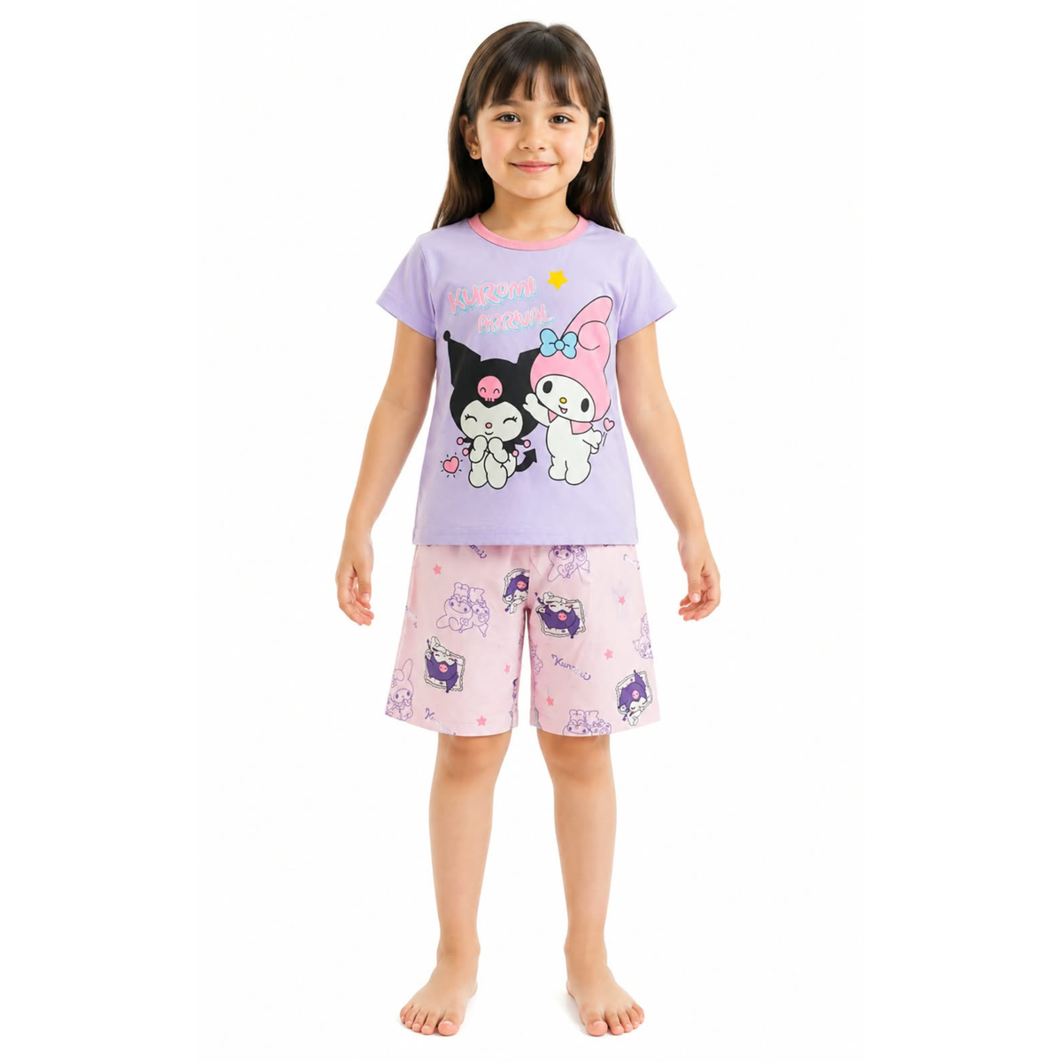 Kuromi My Melody Girls Night Suit Set – Lavender & Pink