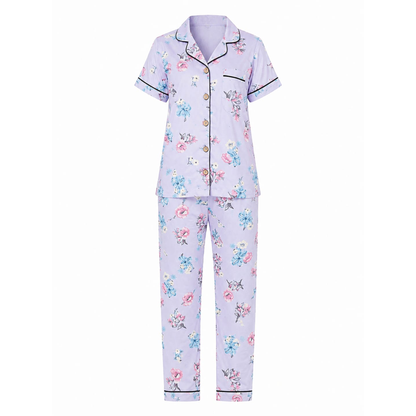 Women’s Lavender Floral Pajama Set | Stylish Nightwear