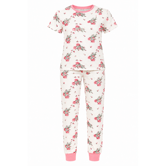 Women’s Pink Floral Pajama Set  Comfortable Sleepwear