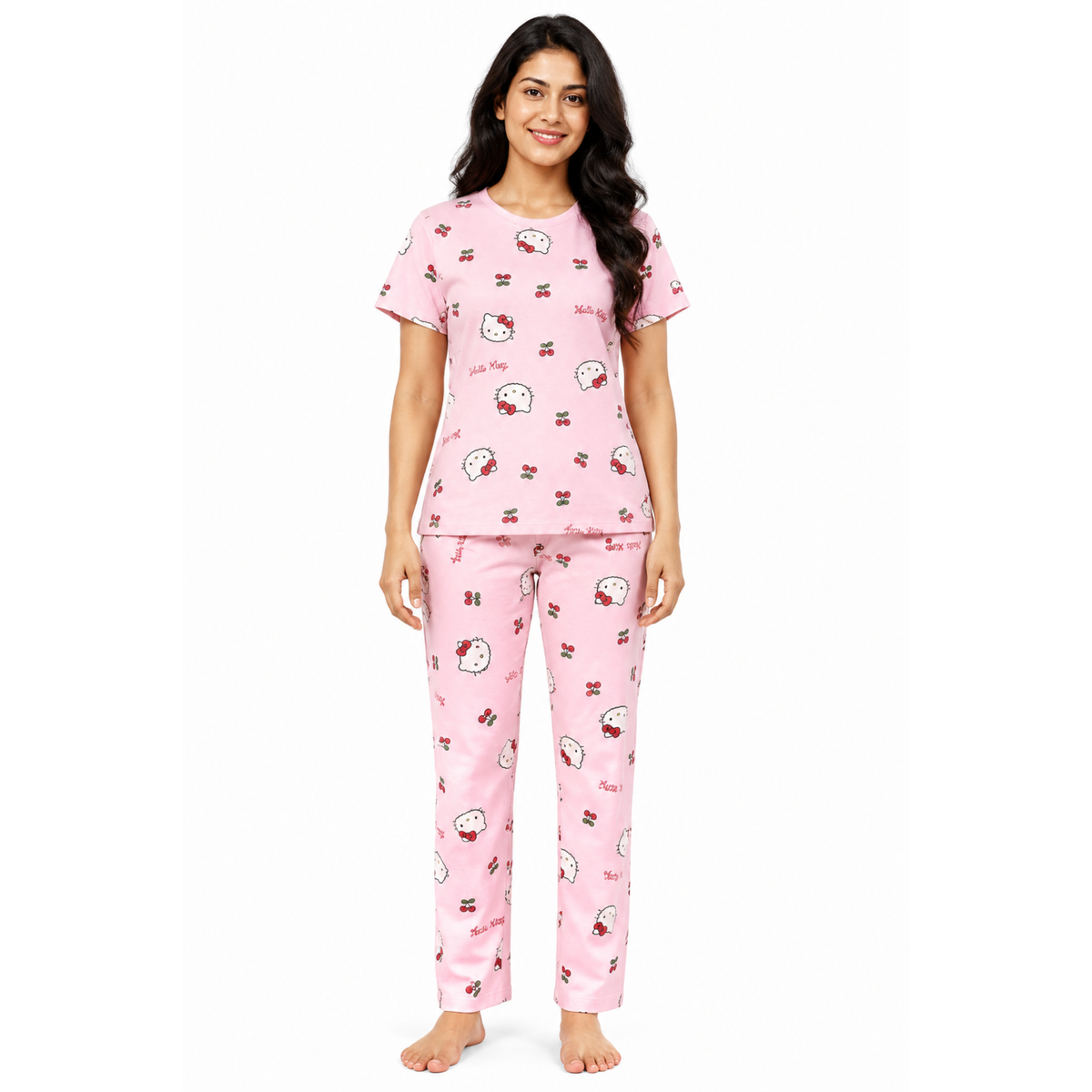Women’s Teddy Bear Pajama Set – Pink Night Suit