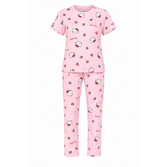 Women’s Teddy Bear Pajama Set – Pink Night Suit