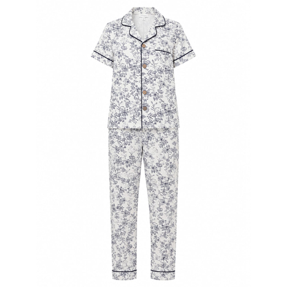 Women’s White Floral Pajama Set | Stylish Button-Up Nightwear