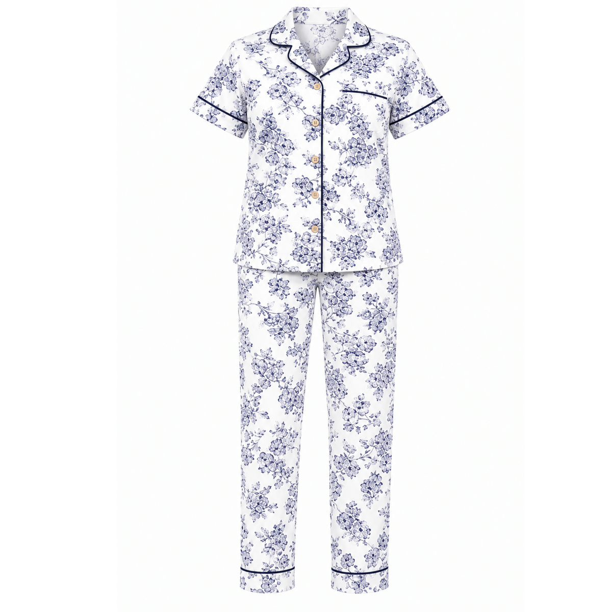 Women's Purple Floral Pajama Set | Button-up Nightwear