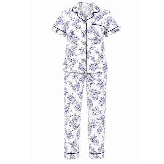 Women's Purple Floral Pajama Set | Button-up Nightwear